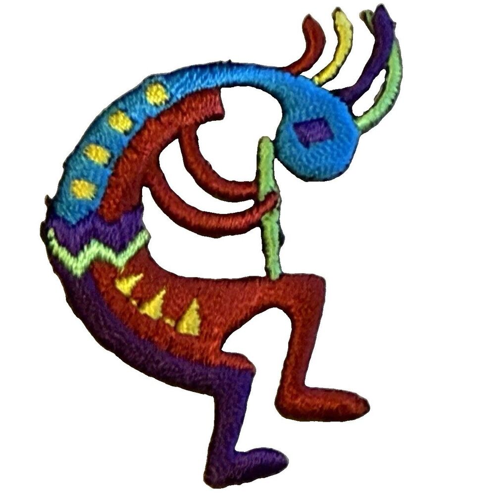 Vintage Kokopelli Embroidered Patch Iron On Southwestern Flute Player Applique